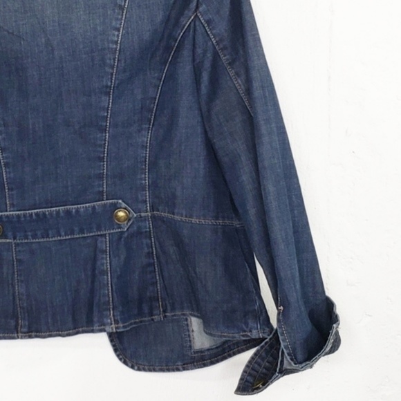 Chico's Petite Braid-Detail Denim Military Jacket - Picture 6 of 8